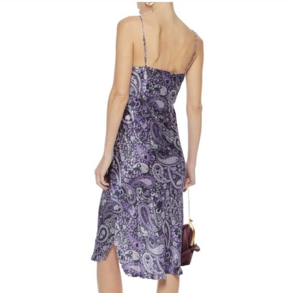 Nili Lotan Purple Paisley Silk Slip Dress Large - Picture 7 of 12